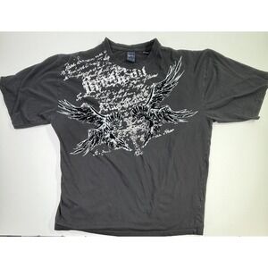 Kani Gold Graphic T Shirt Y2K Streetwear Wings Cross Script Tee Black XXL